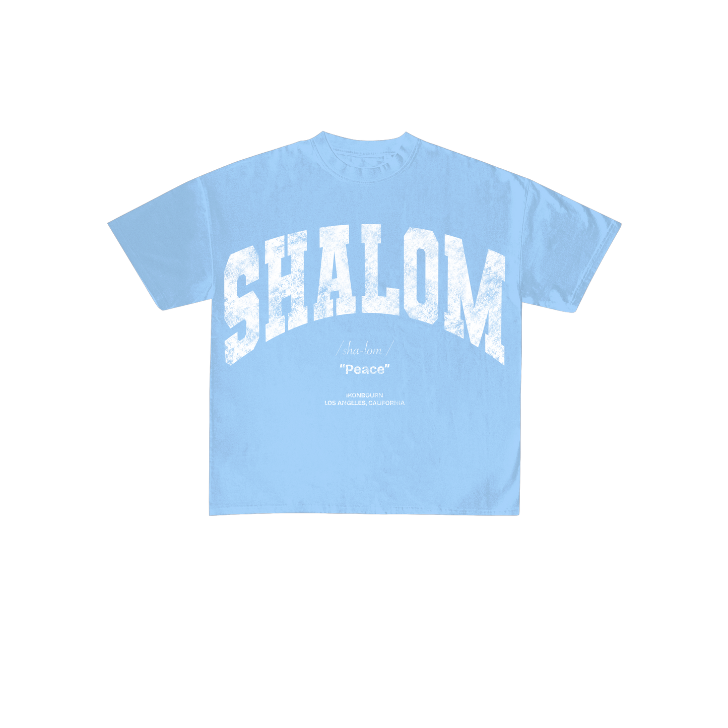 SHALOM Tee - Sky Blue & White