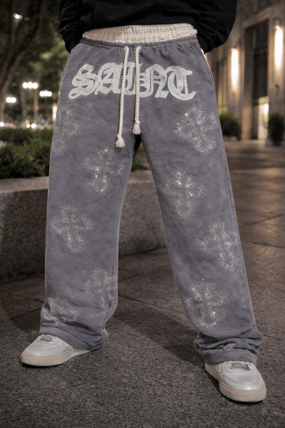 GRAPHITE Double Layer Rhinestone Pants