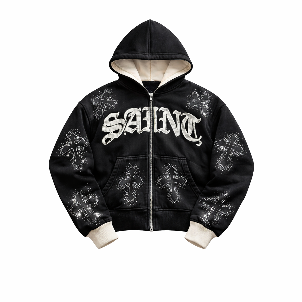 OBSIDIAN Double Layer Rhinestone Hoodie