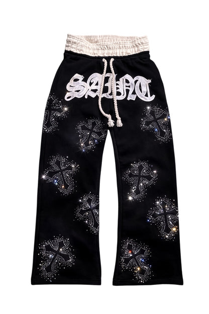 OBSIDIAN Double Layer Rhinestone Pants