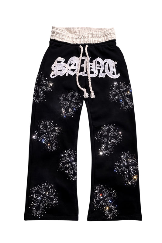 OBSIDIAN Double Layer Rhinestone Pants