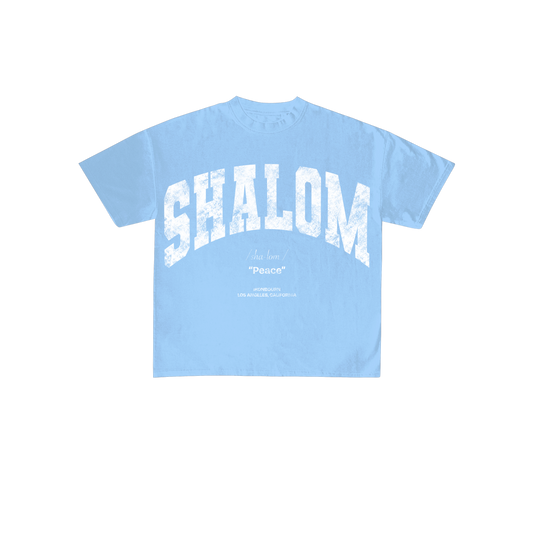 SHALOM Tee - Sky Blue & White