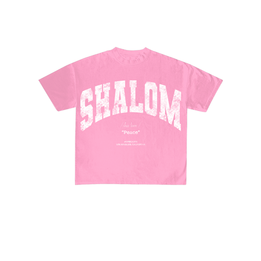 SHALOM Tee - Pink & White